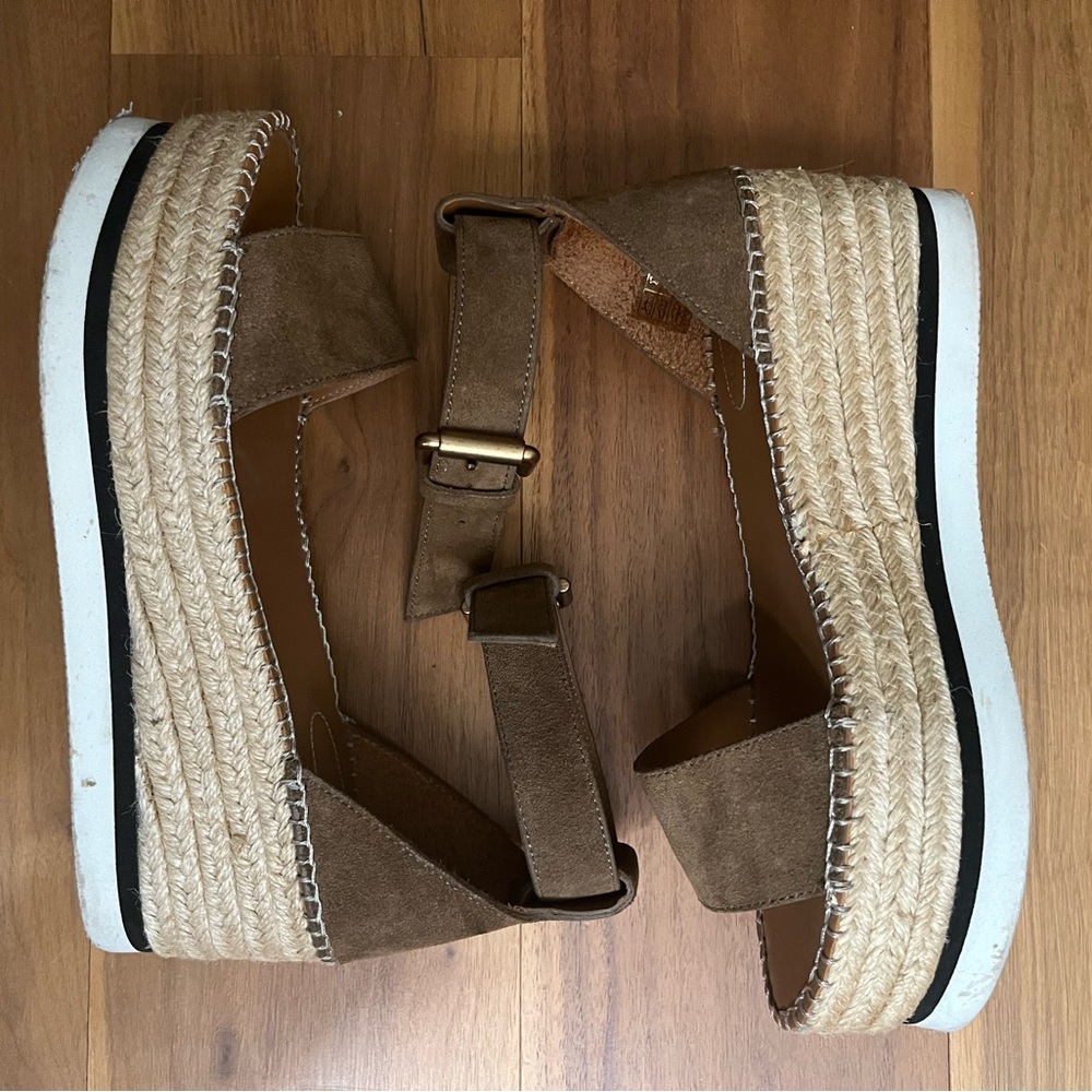 See by Chloe Glynn Flatform Espadrilles in Brown Suede